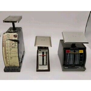 Lot Of 3 Vintage Postal Scales: 1953 Hanson, 1985 IDL, & 2002 Pelouze Models